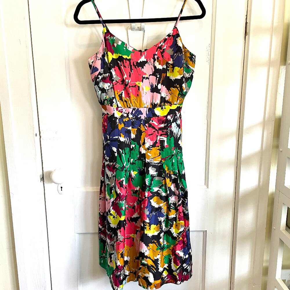 J. Crew Abstract Brushstroke Spaghetti Strap Silk Dress NWT